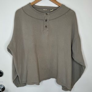 Vintage Northwest Territory GrLong Sleeve Cotton Henley Size L Cropped Oversized